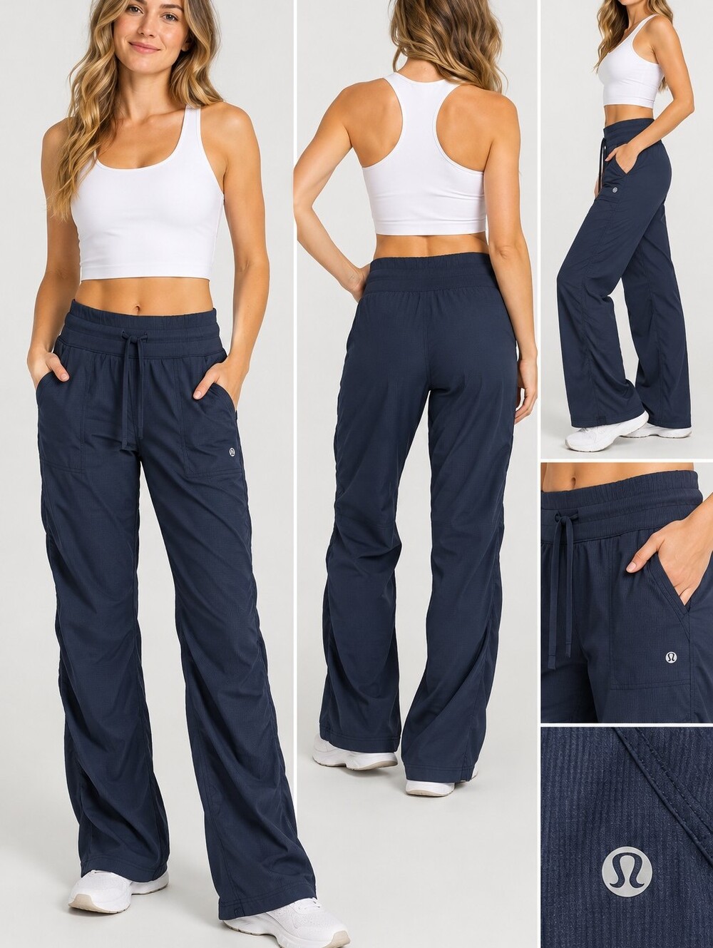 Lululemon Dance Studio Pants Women's 4 Blue Lightweight Drawstring Athletic